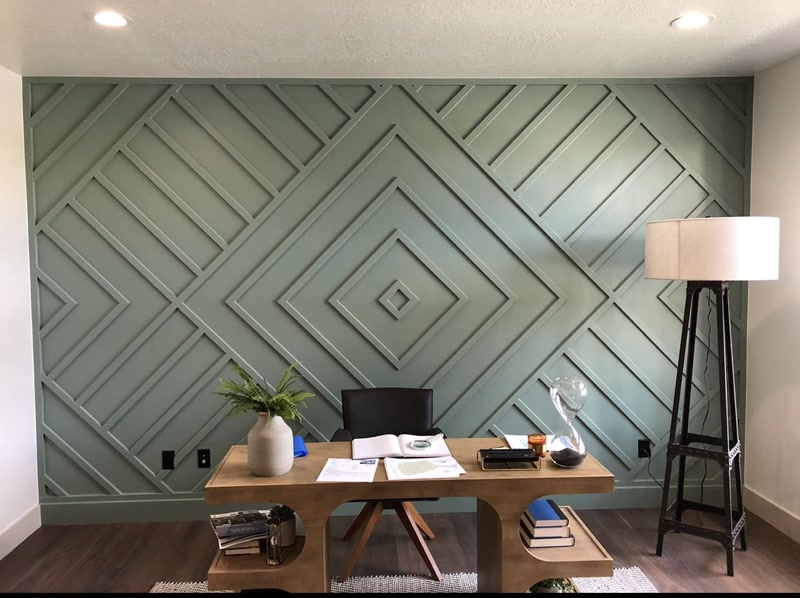 Birou de Acasă Decorat cu Profil Poliuretan Geometric