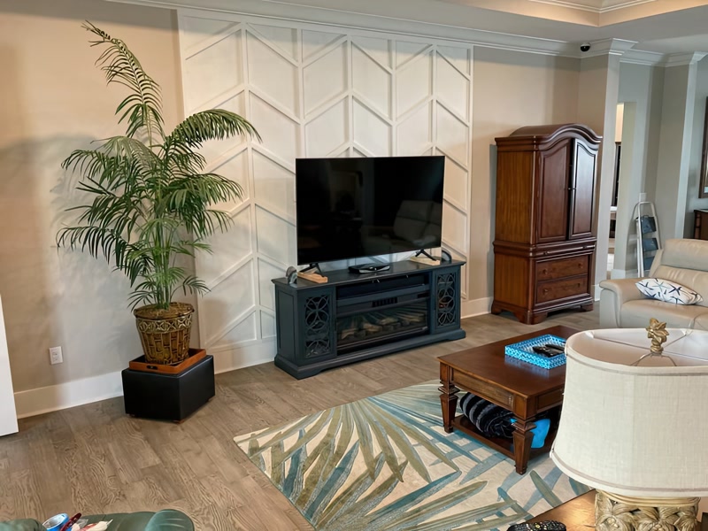 Decor Perete Living cu Baghete din Poliuretan Model Chevron