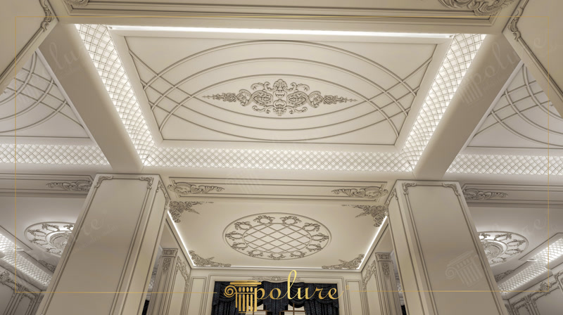 Poliuretan Tavan si Pilastri Decorativi pentru Salon