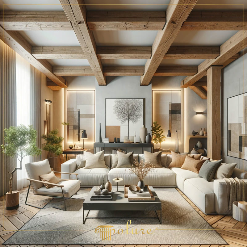 Grinzi din Poliuretan Rustice pentru Decor Tavan Living