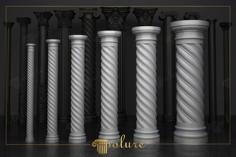 Coloane Decorative din Poliuretan cu Striuri Răsucite
