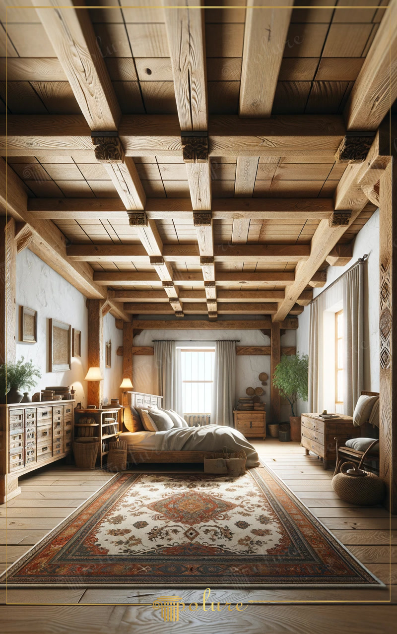 Grinzi din Poliuretan Decorativ pentru Tavan Dormitor Rustic
