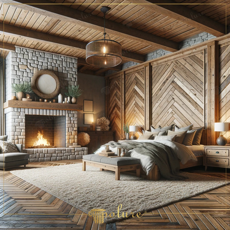 Grinzi Poliuretan Decorative pentru Tavan Rustics în Dormitor