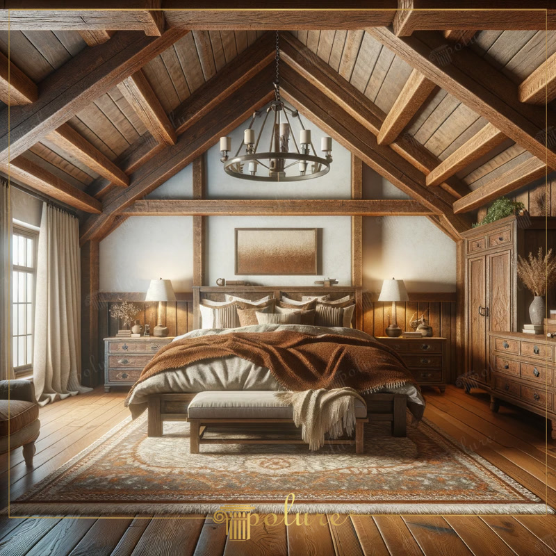 Poliuretan Grinzi Decorative Rustic Mansardă Dormitor