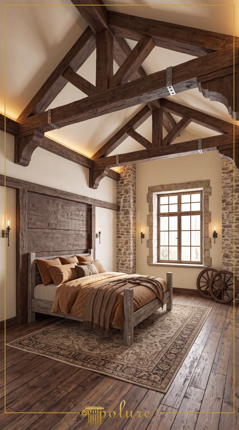 Grinzi din Poliuretan Pentru Decor Dormitor Rustic Mansardă