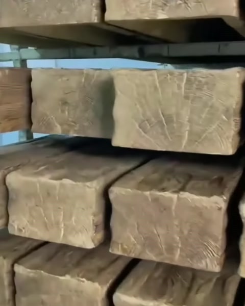 Grinzi din poliuretan stivuite, textură de lemn antichizat