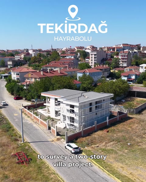 Vedere aeriană a vilei cu două niveluri din Tekirdağ înainte de scanare