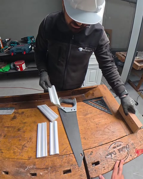 Prezentare bagheta decorativă albă alături de ferăstrău manual