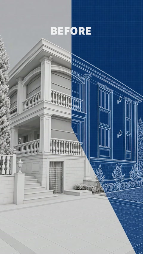 Tranziție între proiectul tehnic și fațada albă construită