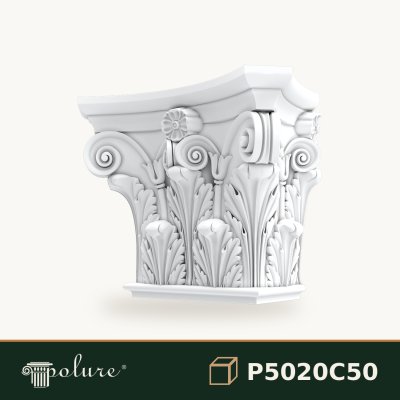 Capitoliu Poliuretan Pilastru Cu Acant Si Volute 18x36x28 cm