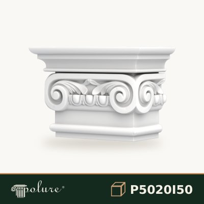 Capitel ionic pentru pilastru din Poliuretan 14x28x19 cm