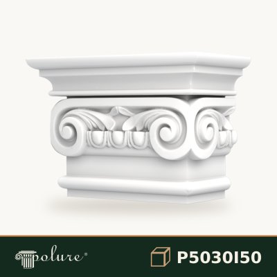 P5030I50 Pilastru decorativ cu capitel ionic din poliuretan 21x42x29 cm, fotografie produs