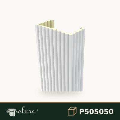 P505050 Pilastru decorativ din poliuretan, profil canelat 25x50x240 cm, fotografie produs