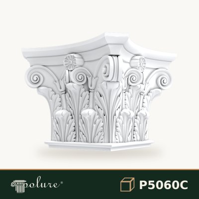 Capitel Pilastru din Poliuretan 108x108 cm cu Acant