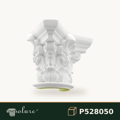 Capiteliu Coloană din Poliuretan 64x128 cm cu Frunze de Acant