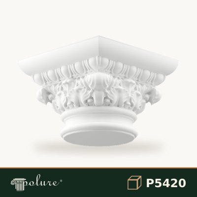 Capitel Coloană din Poliuretan 36x36 cm cu Frunze de Acant