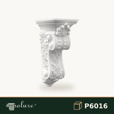 Consolă Decorativă Poliuretan cu Motive Frunze de Acant 13x27 cm