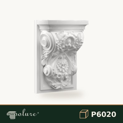 Consolă Decorativă Poliuretan 10x18x27 cm cu Relief Sculptat