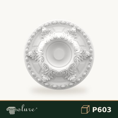 Rozetă de Tavan din Poliuretan 59x59 cm cu Relief Decorativ