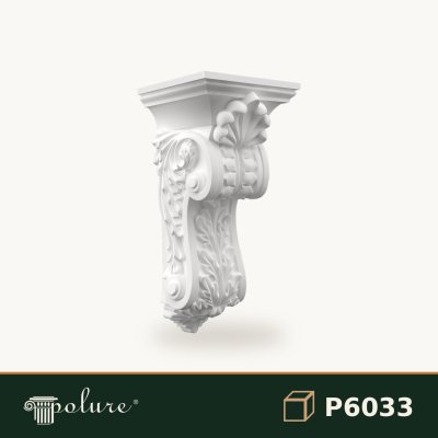 Consolă Decorativă Poliuretan 29x30x65 cm Cu Motive Acant