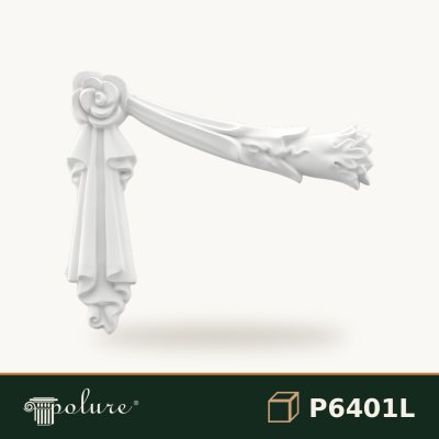 Element Decorativ din Poliuretan cu Trandafir și Falduri 27x32 cm