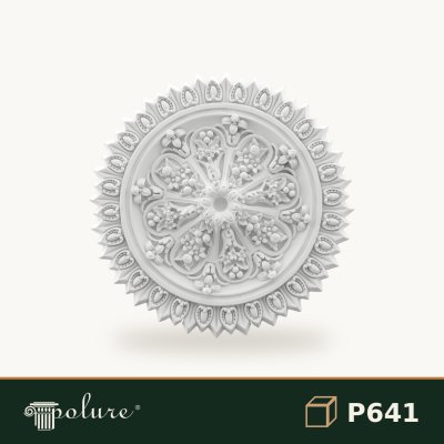 Rozetă Tavan din Poliuretan 66x66 cm cu Frunze de Acant