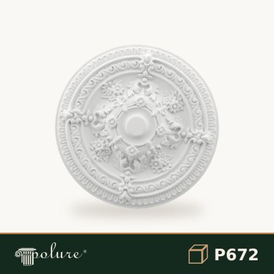 Rozetă Tavan din Poliuretan cu Relief Floral 65 cm