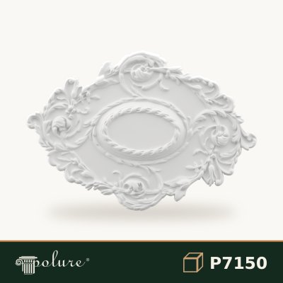 Rozetă Tavan Ovală din Poliuretan 54x77 cm cu Relief