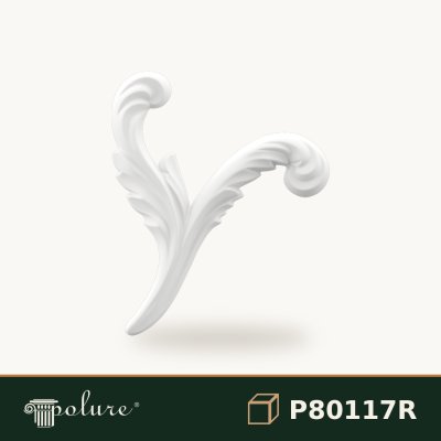 Element Decorativ Dreapta din Poliuretan 26x22 cm cu Frunze de Acant
