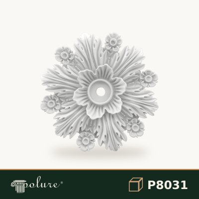 Rozetă Decorativă din Poliuretan 38x38 cm cu Relief Floral