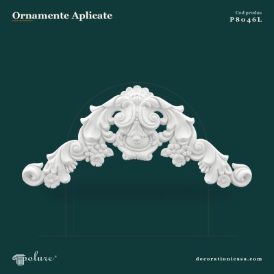 Ornament Decorativ Poliuretan cu Volute și Flori 27x60 cm
