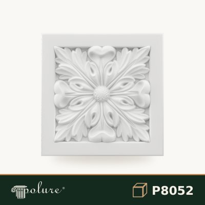 Element Decorativ din Poliuretan 16x16 cm Cu Motif Floral Patrat