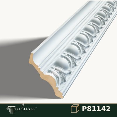 Cornișă decorativă din poliuretan cu model reliefat 12x15 cm