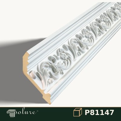Cornișă Decorativă din Poliuretan cu Model Floral 16x6 cm