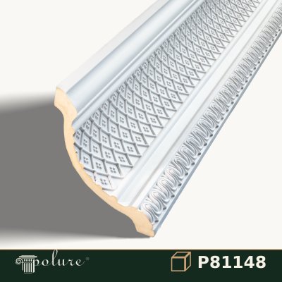 Cornișă Decorativă Poliuretan cu Model Relief 17x16 cm