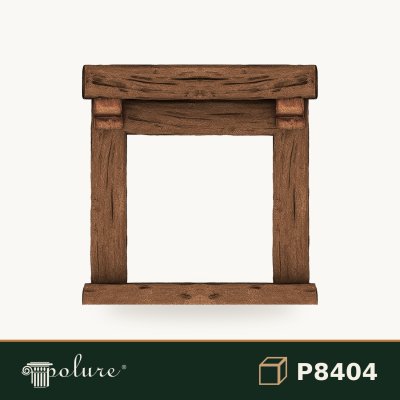 Rama de Șemineu Decorativă Poliuretan Aspect Lemn 130x130 cm