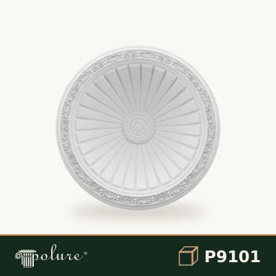 Cupolă din Poliuretan cu Raze și Relief Floral 108 cm