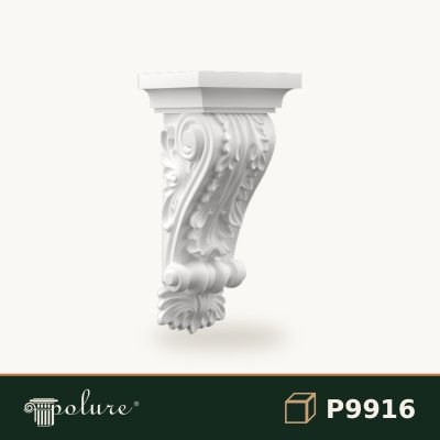Consolă Decorativă din Poliuretan cu Volute 13x14x31 cm