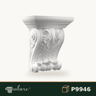 Consolă Decorativă din Poliuretan cu Frunze de Acant 18x31x39 cm