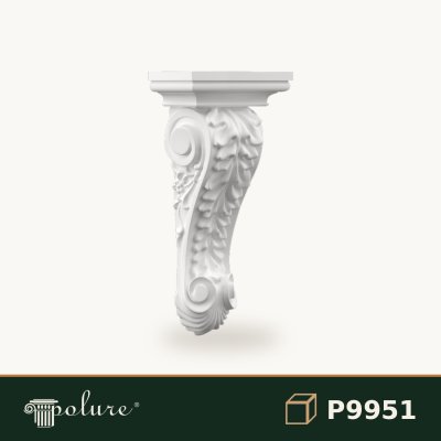 Consolă Decorativă Poliuretan P9951 11x16x37 cm cu Volute