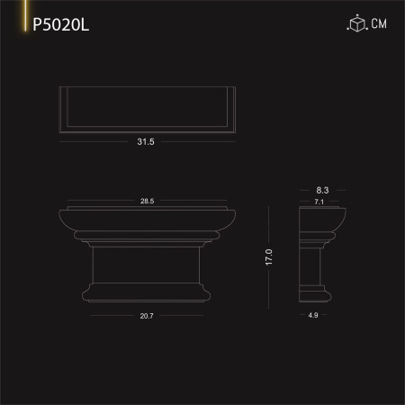 P5020L Pilastru din poliuretan cu modele decorative si capitelii din poliuretan