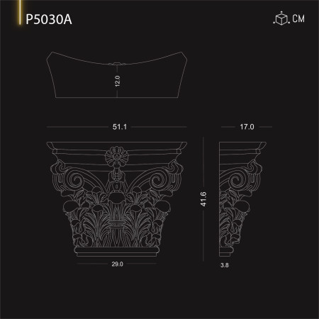 P5030A Coloană din poliuretan cu model bizantin, roman, greac, coloană decorativa și modele de capitel din poliuretan.