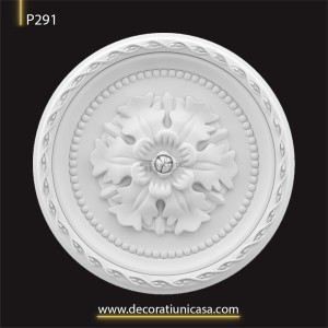 P291 Poliuretan Medalion (Element Central) Modele Rosetă Poliuretan Tavan P291 30x30 cm Cu Relief Floral