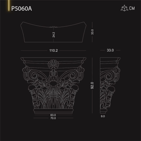 P5060A Preturi de coloana din poliuretan cu model otoman .