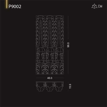 P9002 Pilastru din poliuretan cu modele decorative