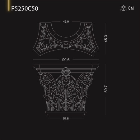 P5250C50 Coloane  stâlp din poliuretan .Coloane și capiteluri corintice, dorice ,ionice