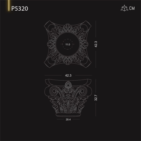 P5320 Stâlp din poliuretan .Capitel coloană decorativă.