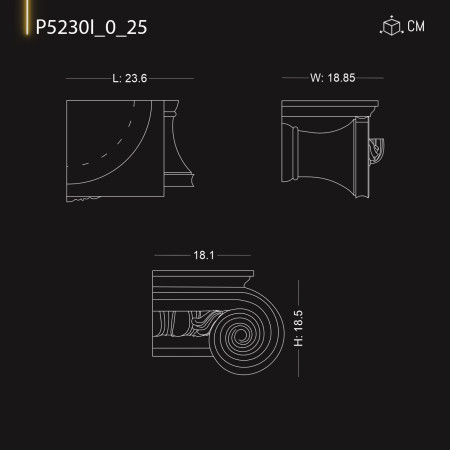 P5230I25 Coloană din poliuretan .Capitel coloană decorativ doric