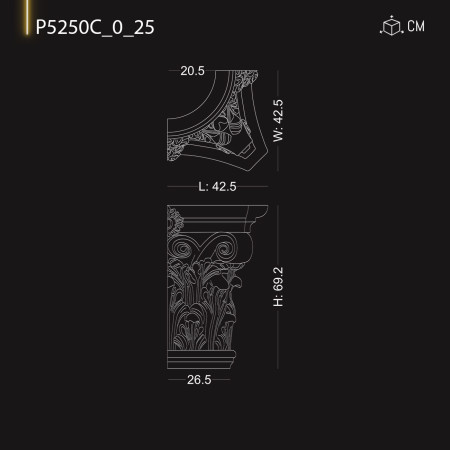 P5250C25 Coloane din poliuretan decorativ Ionic, doric , corintic.