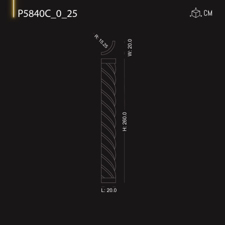 P5840C25 Coloana bizantină  grecească din poliuretan. Coloana Dorică ,Corintică și modele de capitel